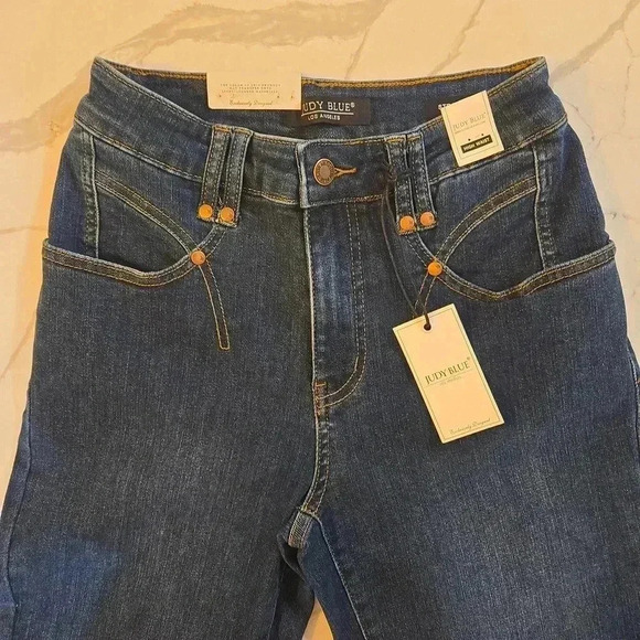 NWT Judy Blue Womens High Waisted Relaxed Straight Leg Jeans Dark Blue Size 26 - Picture 2 of 10